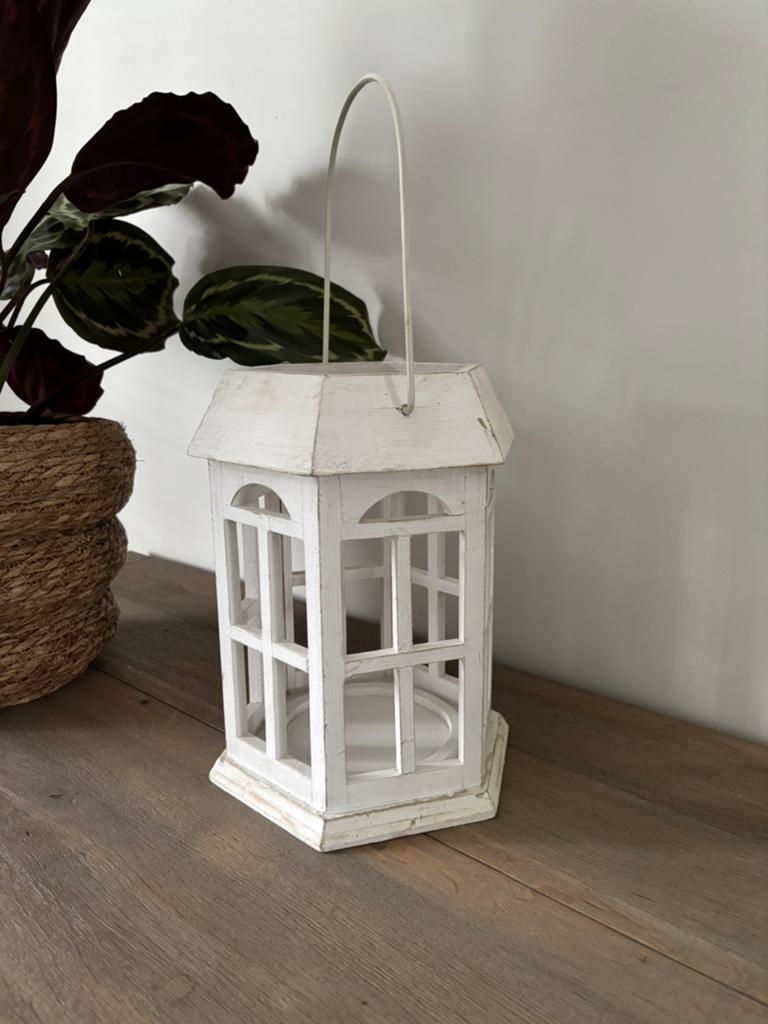 Lanterne en bois blanc de Maisons du Monde, Enlèvement ou Envoi, Comme neuf, Blanc, Bois