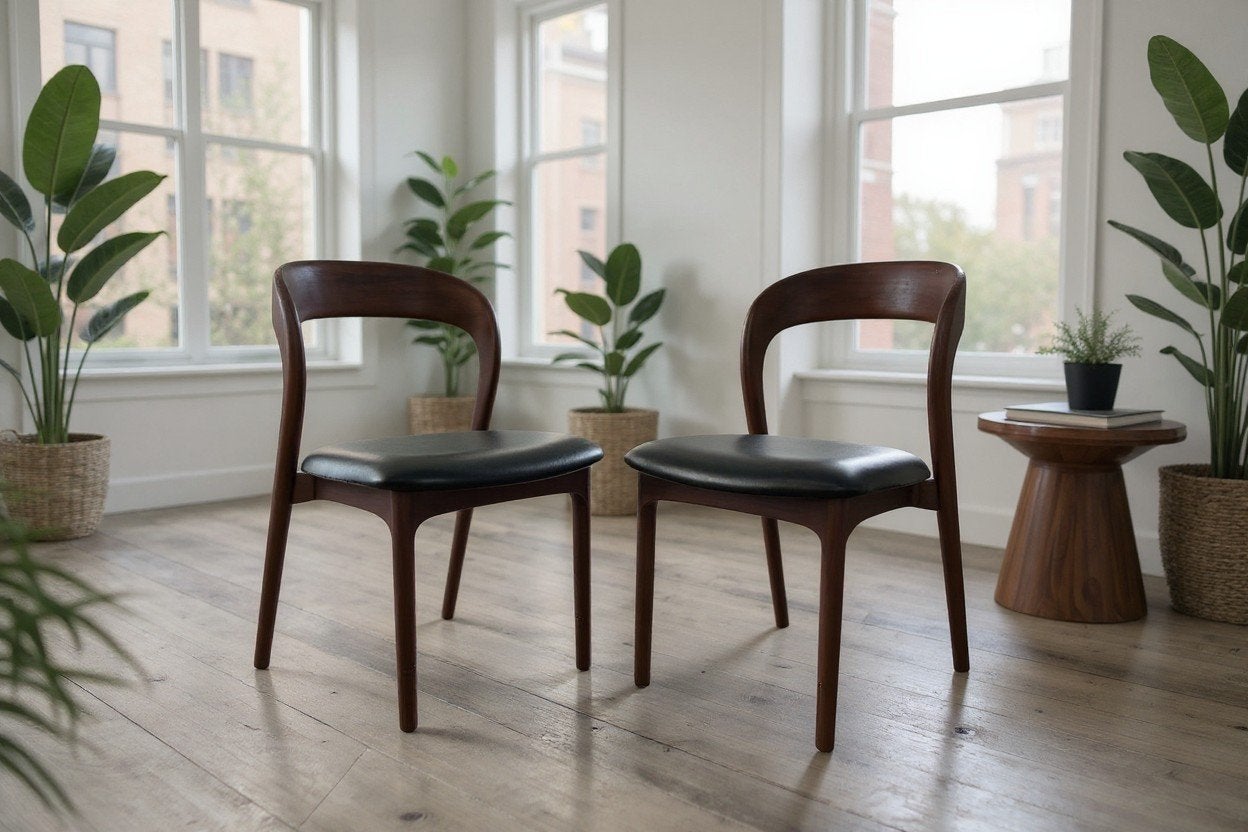 Set van 2  massief houten stoelen wabisabi stijl, Ophalen