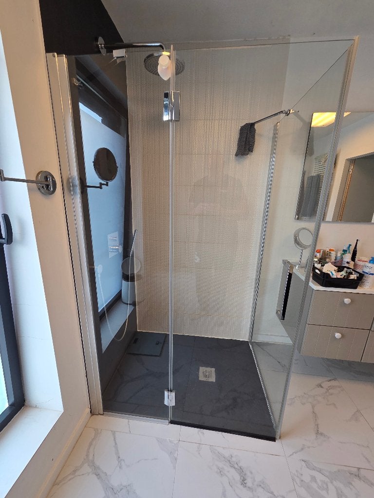 Douchewand 120x90 met deur, Ophalen, Gebruikt, Glas, Douche