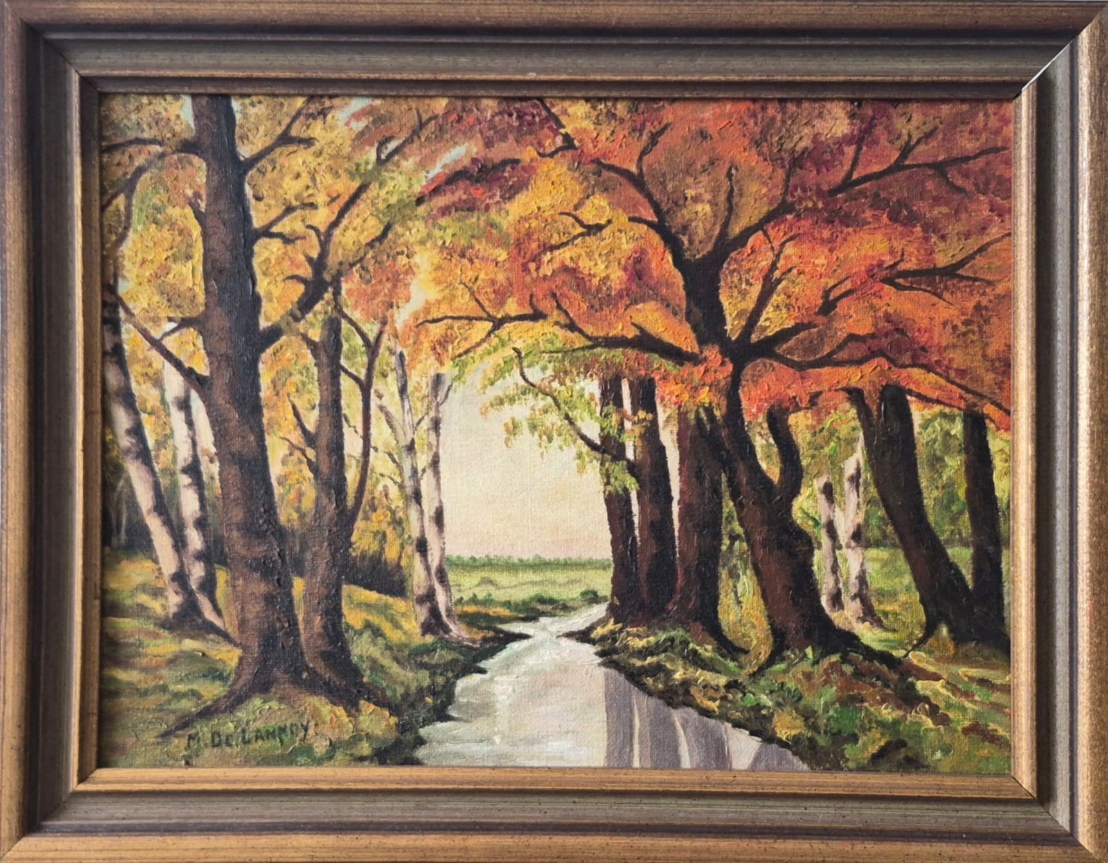 Tableau Forêt d'automne, Enlèvement, Signé, Peinture à l'huile, Toile