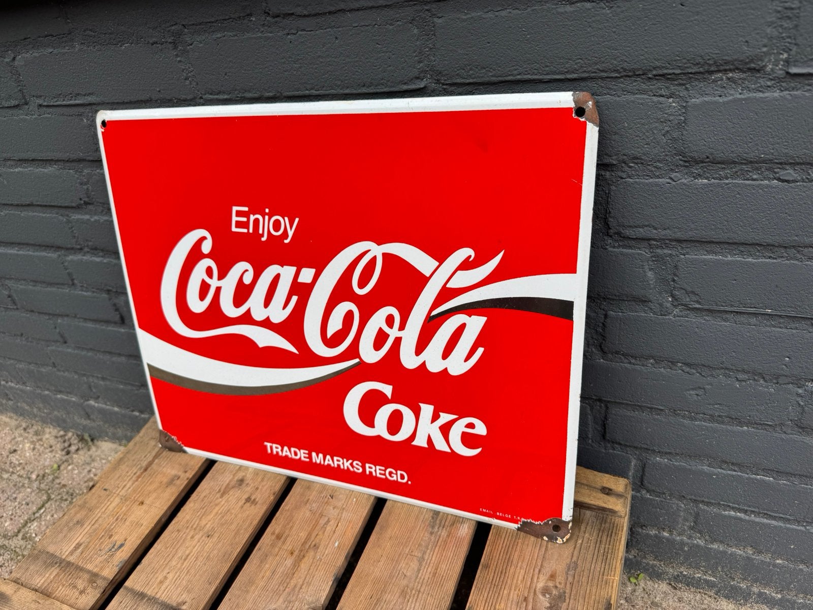 Coca Cola Coke emaille reclamebord, Ophalen of Verzenden, Gebruikt, Reclamebord