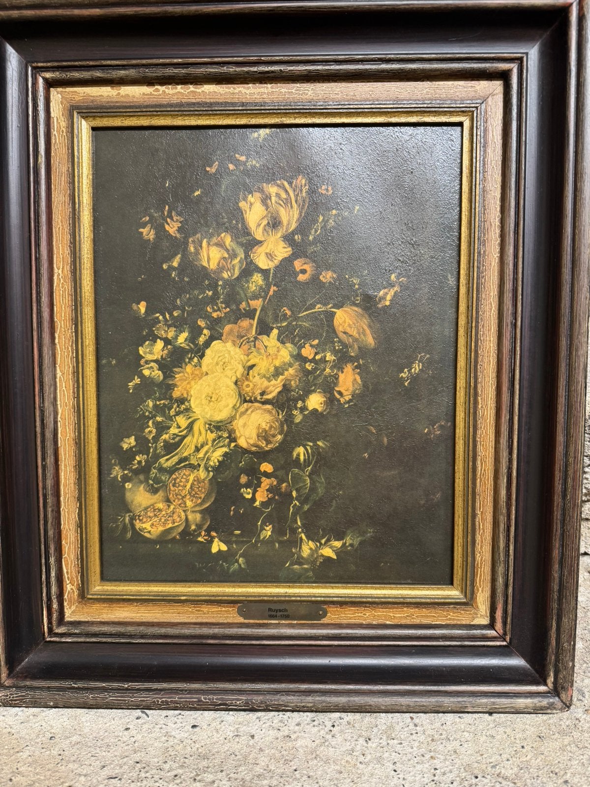 Nature morte aux fleurs dans le style de Ruysch (1664-1750), Enlèvement, Encadré, Fleurs
