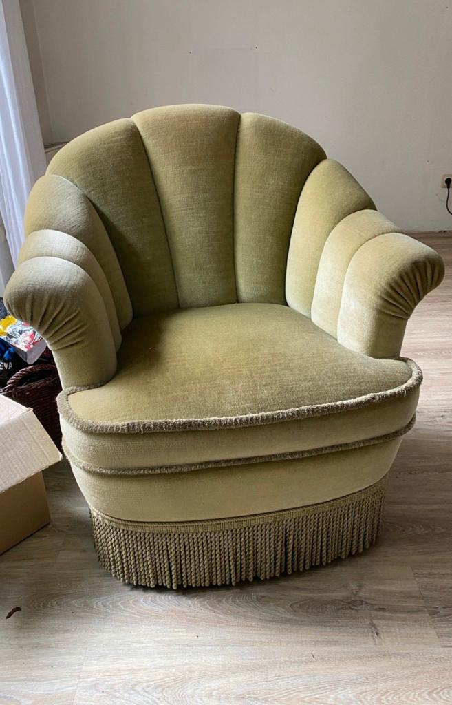 Vintage zetel zetels franjes boudoir velvet velours barok, Ophalen