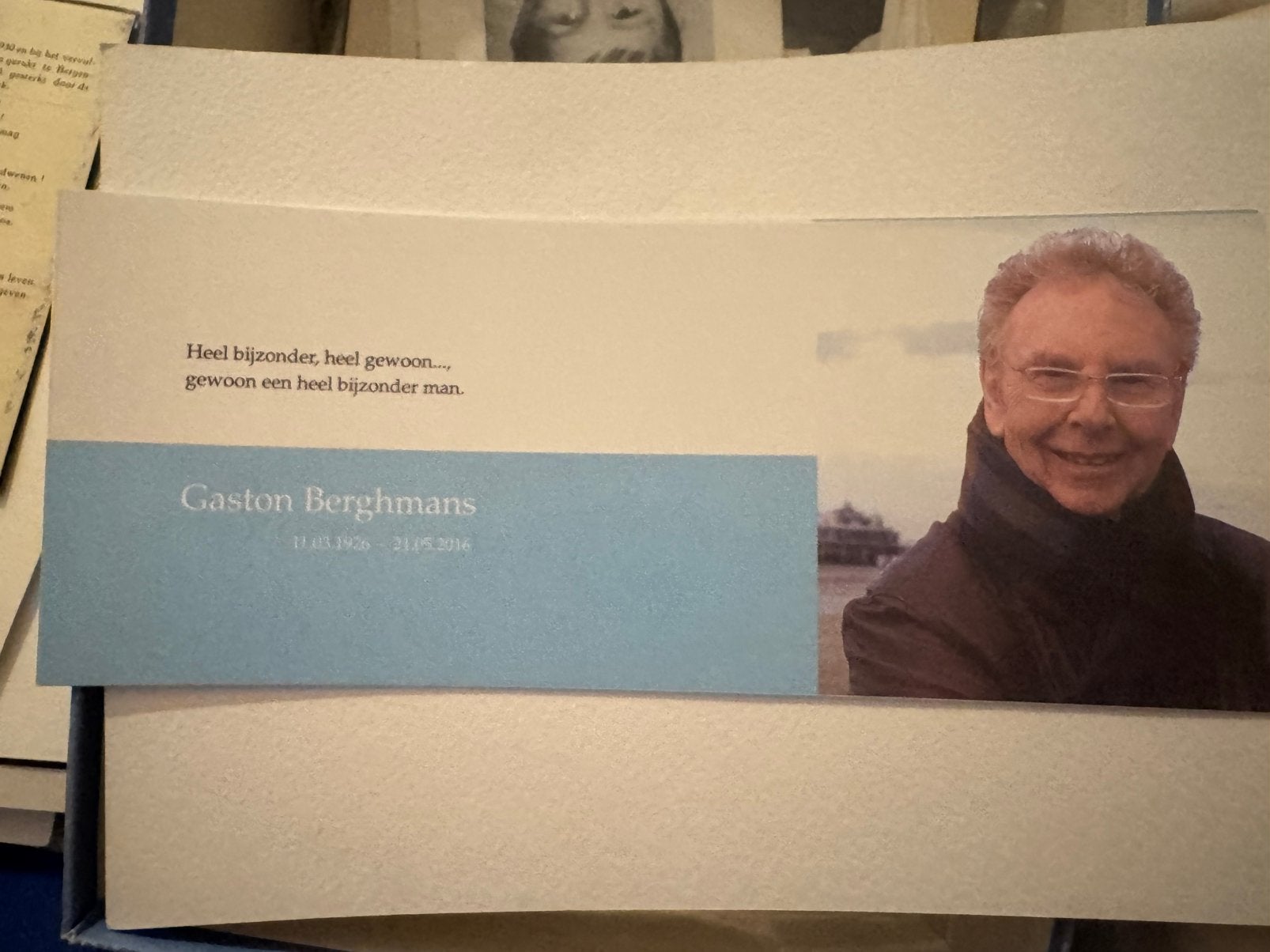 Gaston Berghmans doodsprentje acteur, Collections, Images pieuses & Faire-part, Enlèvement ou Envoi