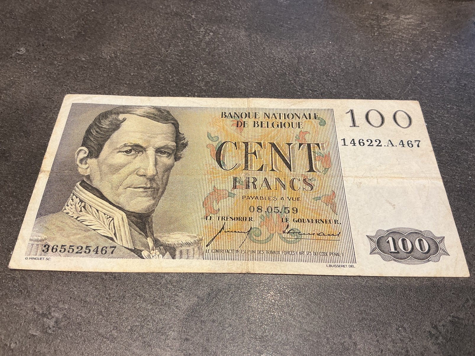 Belgique 100 Francs 1959, Timbres & Monnaies, Enlèvement ou Envoi