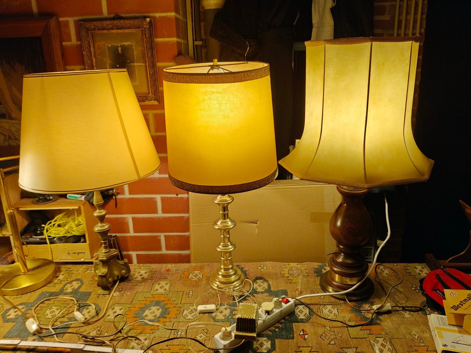 drie grote vintage klassieke schemerlampen, Ophalen of Verzenden