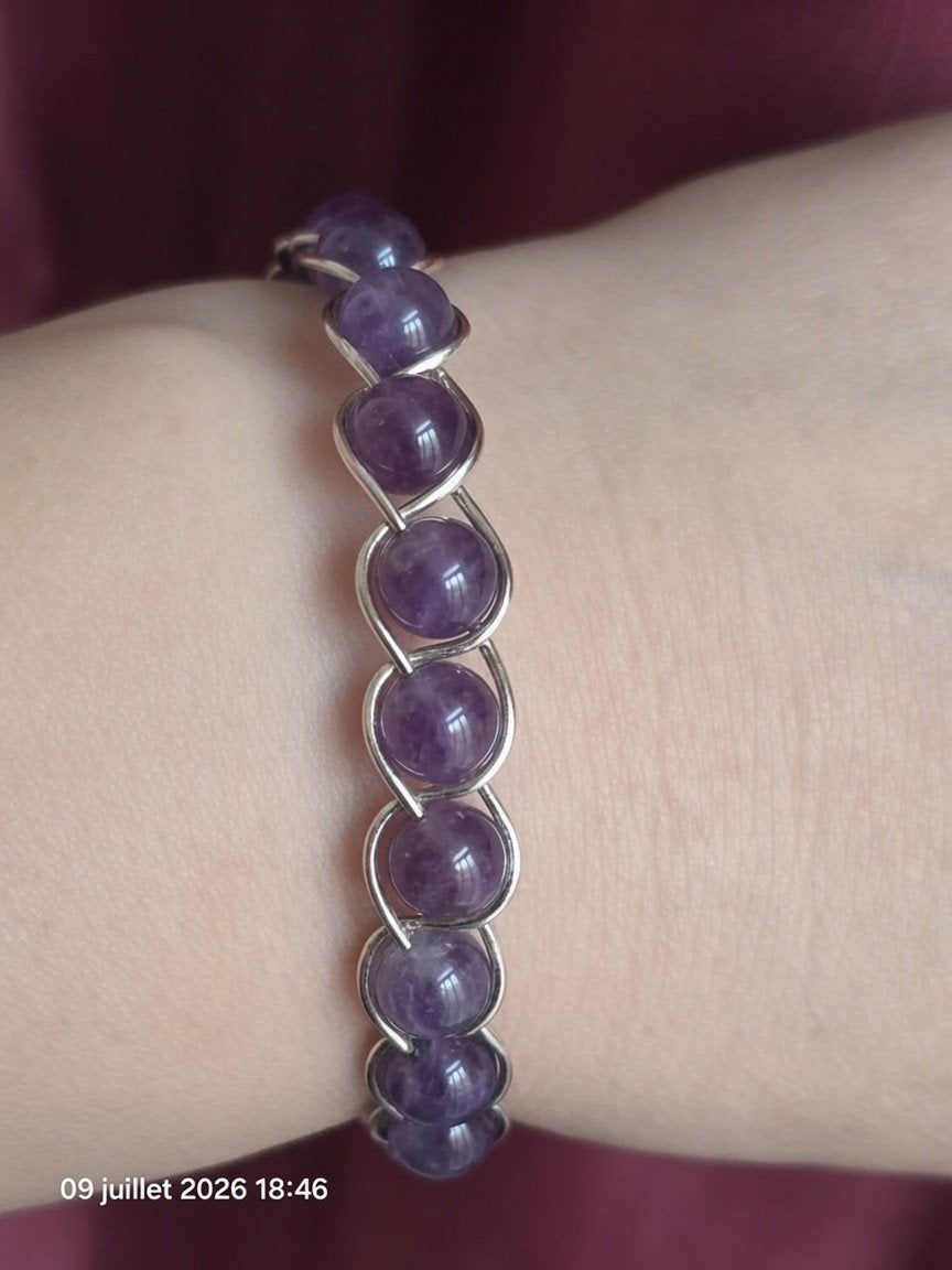 Armband met natuurlijke amethist, Ophalen, Nieuw, Paars, Met edelsteen