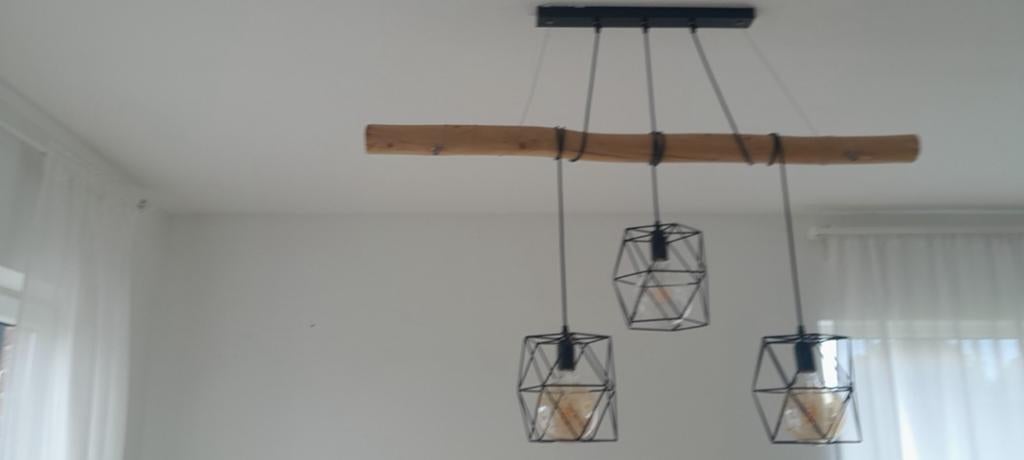 Luminaire  suspendu acier noir et bois, Maison & Meubles, Enlèvement, Bois