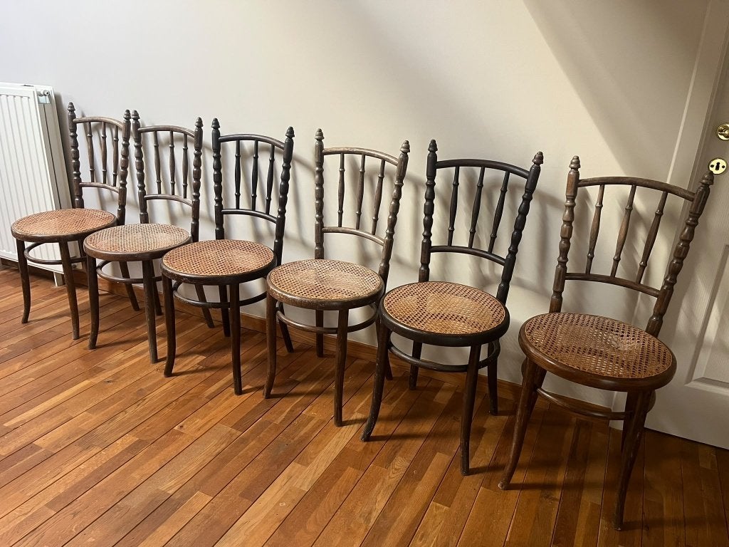 6 antieke Thonet / Fischel stoelen – Model 98 Weens bugholz, Antiek en Kunst, Ophalen