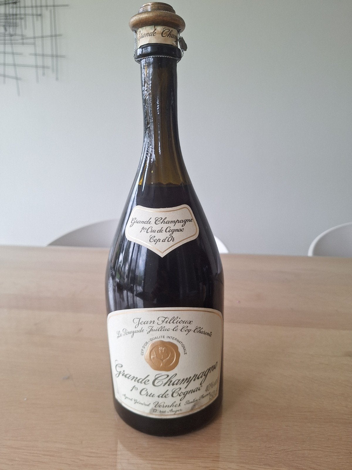 Oude cognac champagne 150 cl, Verzamelen, Ophalen of Verzenden, Champagne