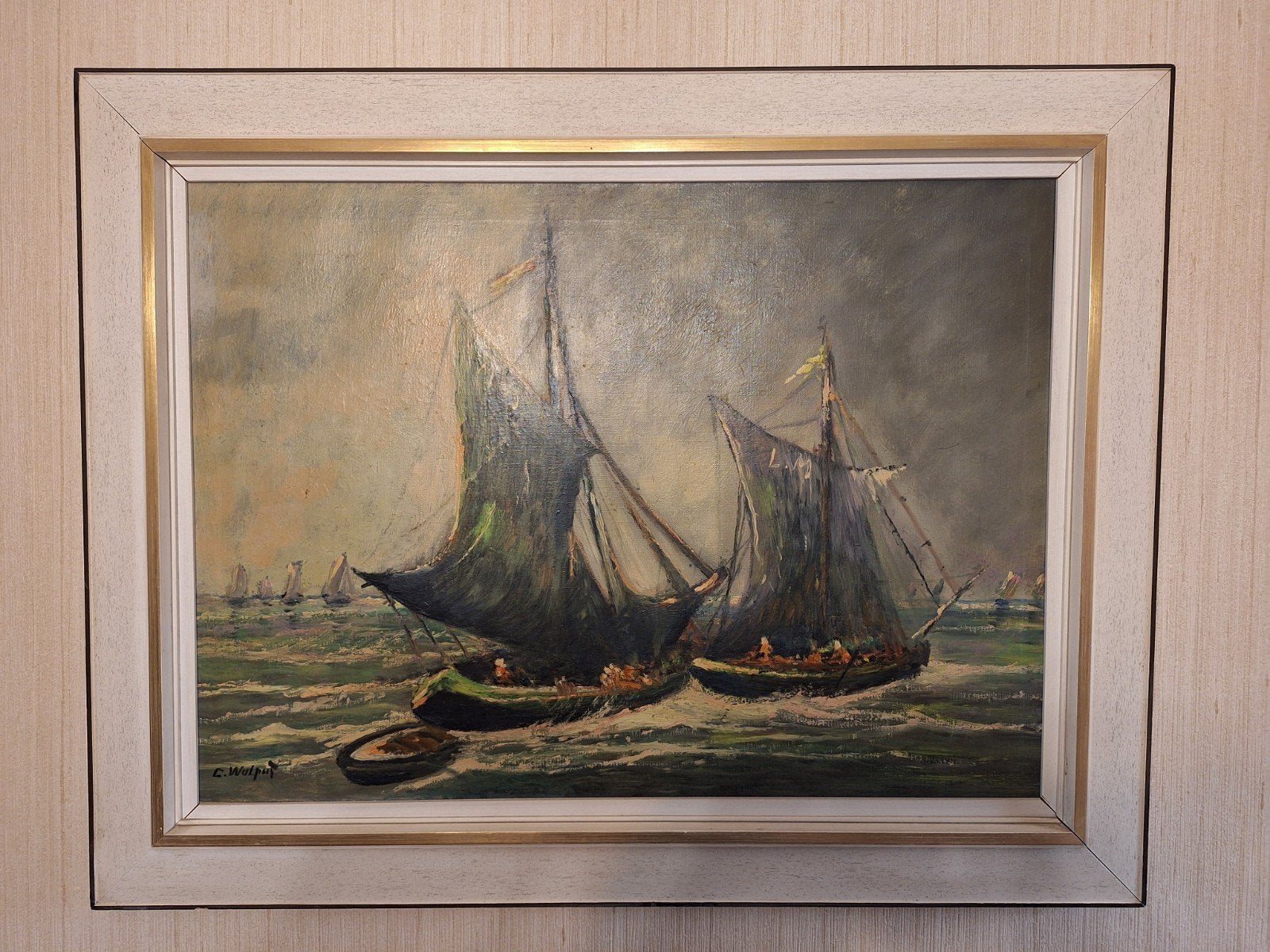 peinture Marine de C.Wulput, Antiquités & Art, Enlèvement, Encadré, Maritime / eau
