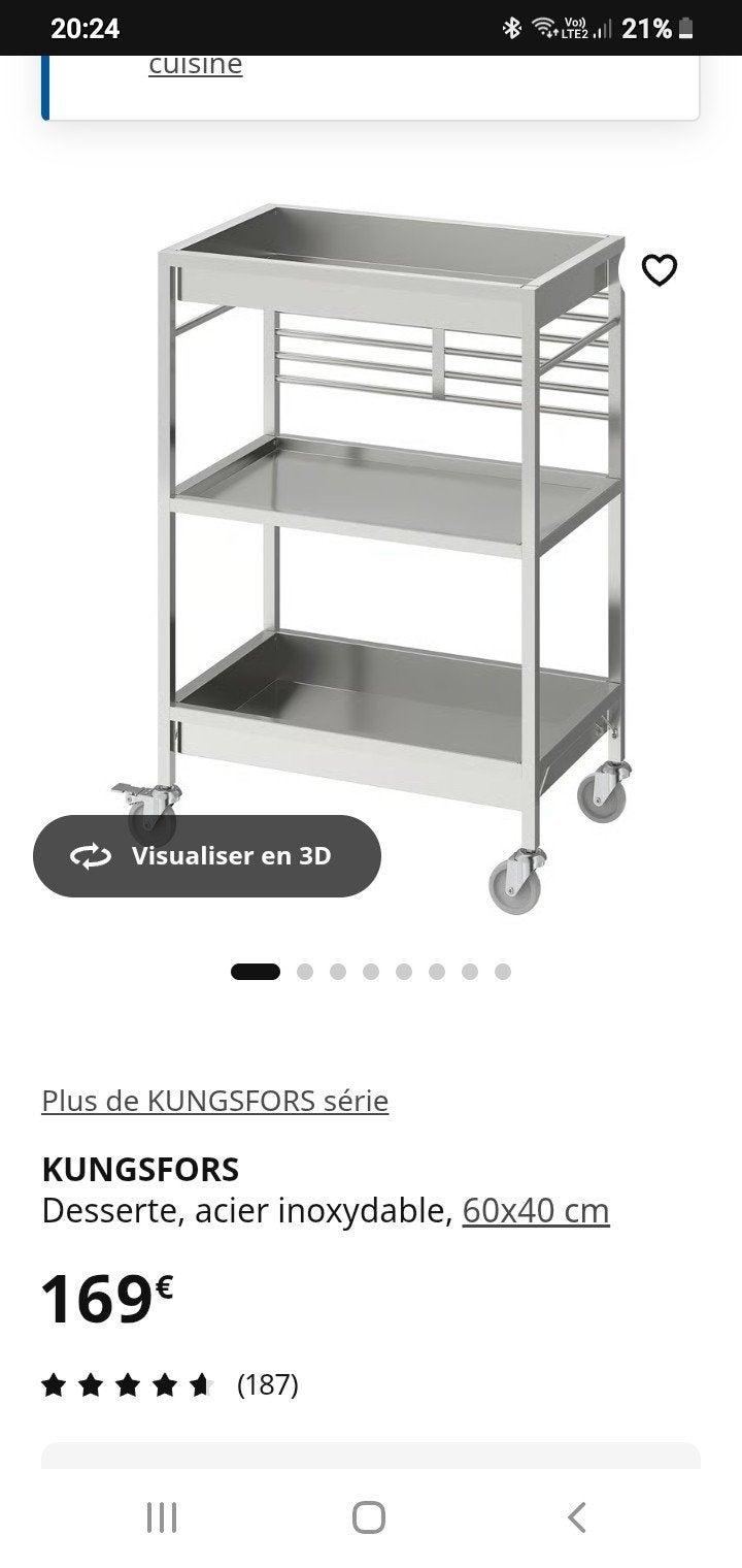 une desserte en fer à roulette, Enlèvement