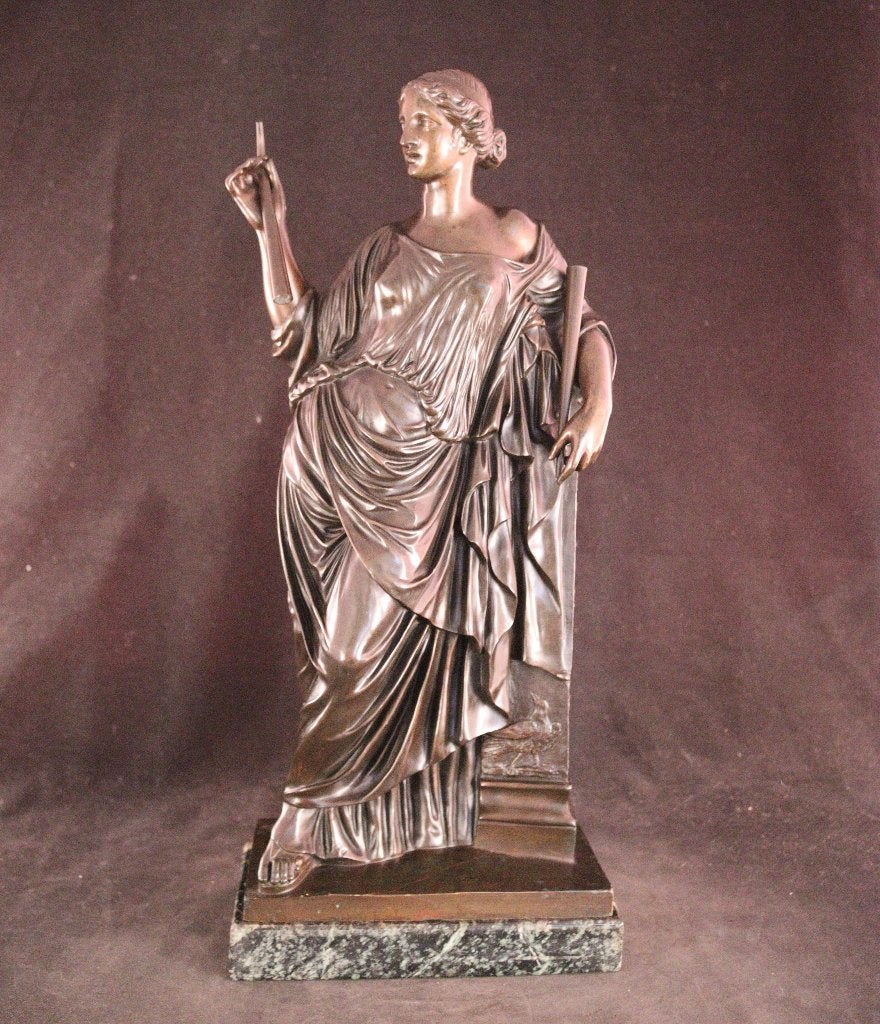 Statue ancienne en bronze Euterpe, Antiquités & Art, Enlèvement ou Envoi, Statue