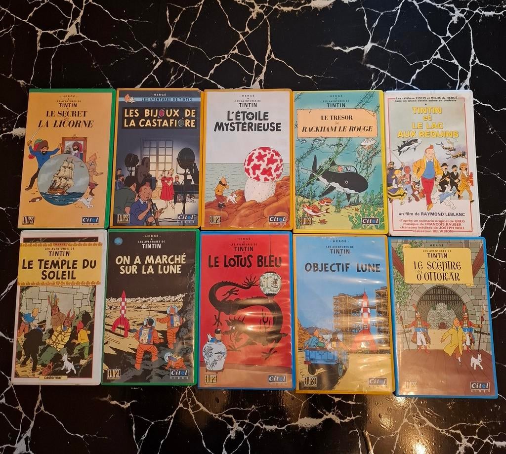 10 VHS-banden van Kuifje!, Ophalen of Verzenden