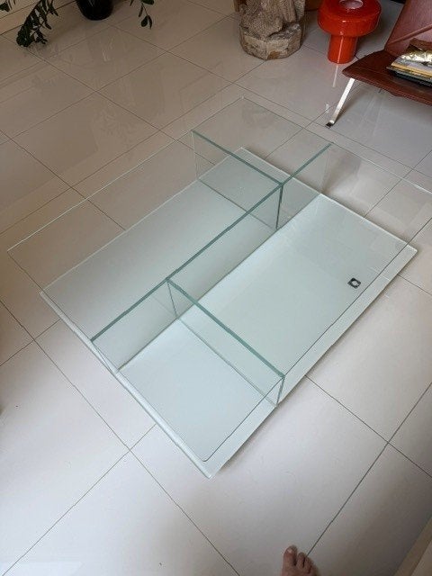 Glazen salontafel, Ophalen, Gebruikt, 100 tot 150 cm, 50 tot 100 cm