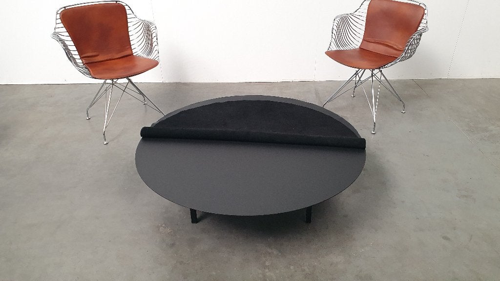 Serax design Bea Mombaers salontafel leer staal zwart, Ophalen, Gebruikt