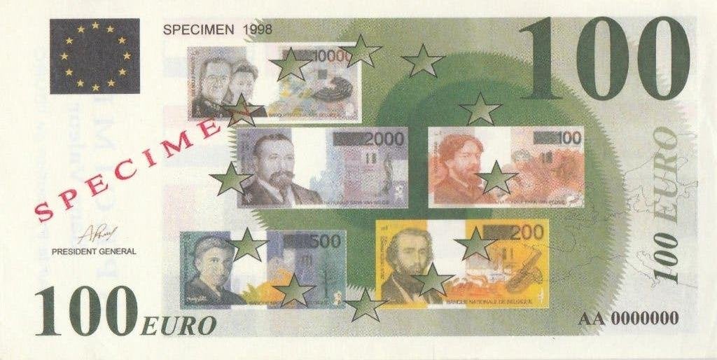 setje van 2 100-200 EURO SPECIMEN 1998, Postzegels en Munten, Bankbiljetten | Europa | Eurobiljetten, Setje, Overige landen, 200 euro