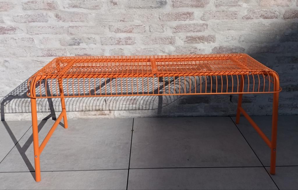 Retro verzamelobject oranje metalen bank Imma Bermúdez Des, Enlèvement