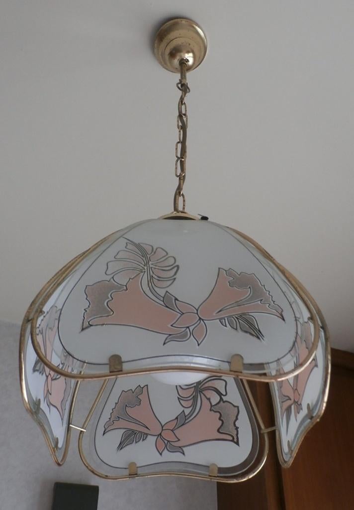 vintage hanglamp, Ophalen, 50 tot 75 cm, Vintage, Glas