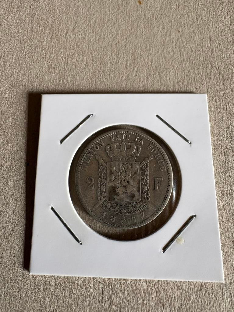 2 Francs België 1867, Ophalen of Verzenden, Zilver, Losse munt, Zilver