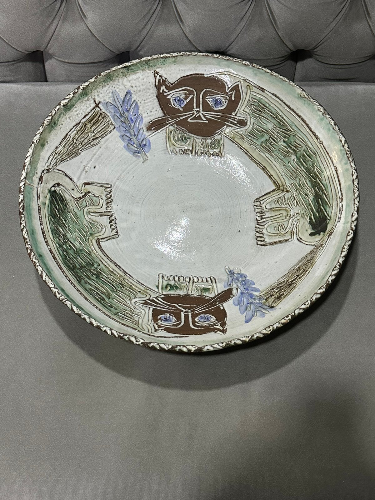 Plat en ceramique signé par le céramiste Albert Thiry, Antiquités & Art, Enlèvement