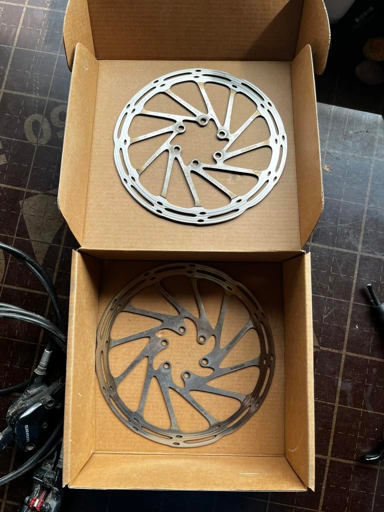 Set schijven + remmen SRAM LEVEL TL, Fietsen en Brommers, Ophalen, Remmen, Gebruikt, Aluminium