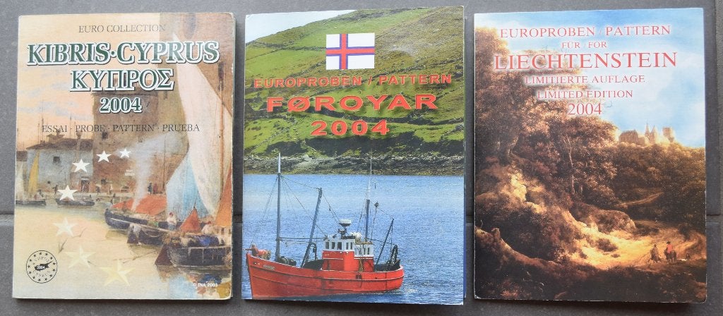Euros: 3 sets d'essai : Chypre-Liechtenstein-Féroé, Timbres & Monnaies, Enlèvement ou Envoi, Autres pays, Autres valeurs, Série
