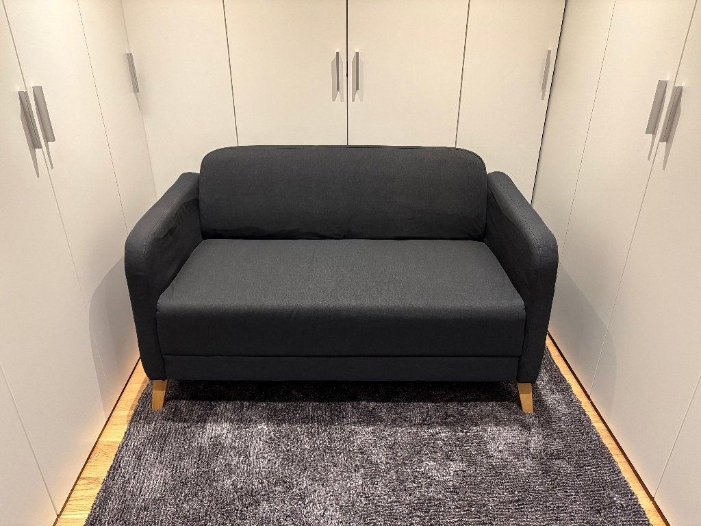 Divan 2 places "Linanäs" Ikea, gris anthracite, Enlèvement, Utilisé, Deux personnes, Banc droit