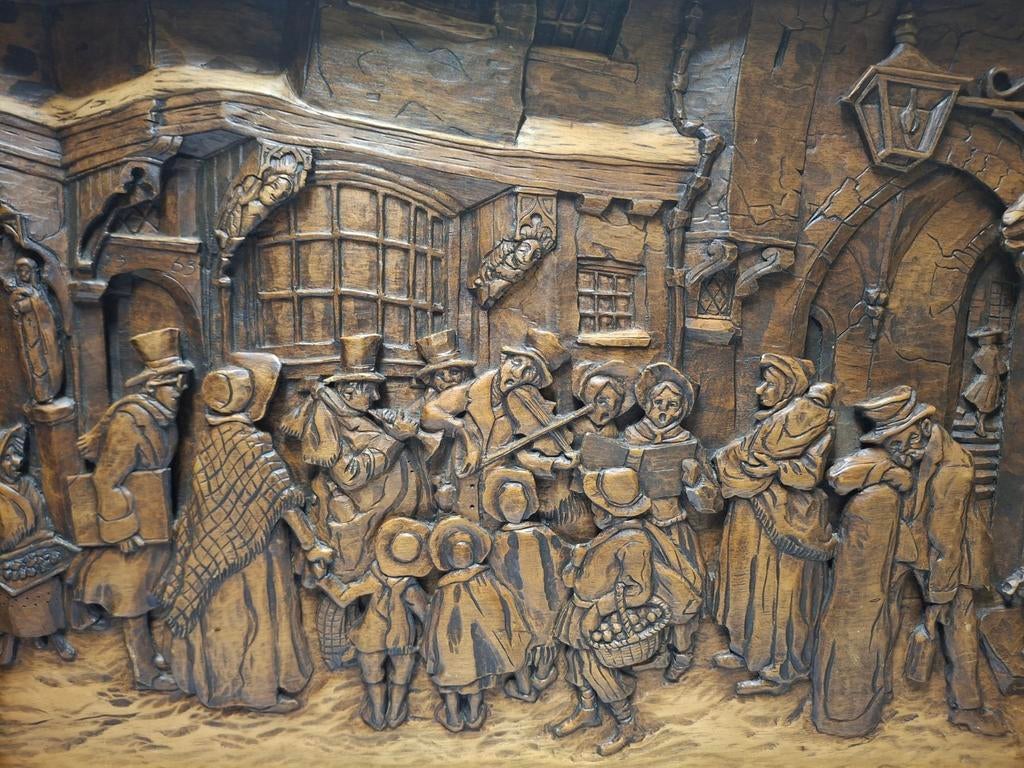 Houtsnijwerk "Carol singers", Ophalen
