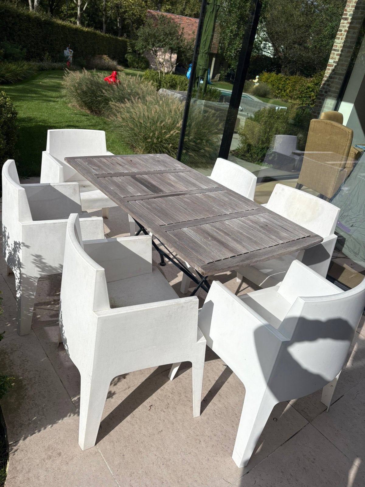 Tuinstoel wit naar Philippe stark design 6 stuks, Ophalen, Gebruikt