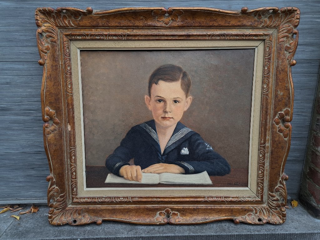 Huile sur toile jeune garcon signe abel cracco, Ophalen, Doek