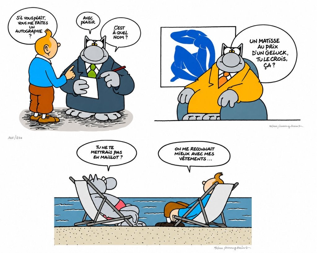 serigraphie rare limité numéroté signé Geluck Le Chat Tintin, Enlèvement ou Envoi, Comme neuf