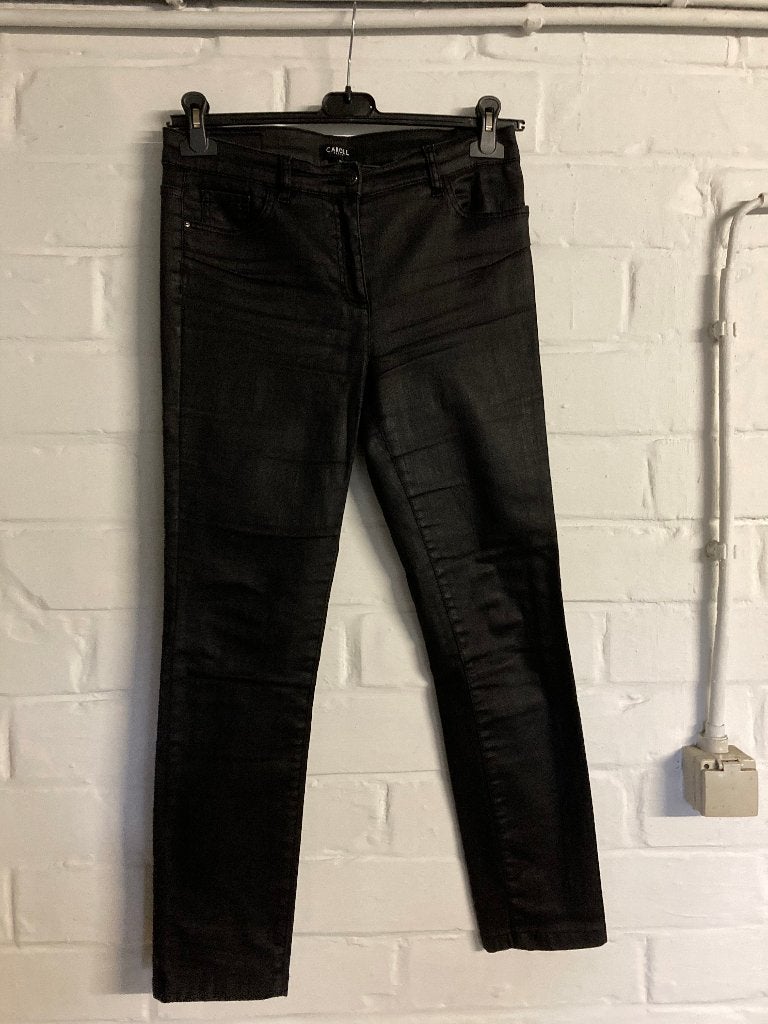 Zwarte lange broek met een beetje glans, Caroll, maat 40, Taille 38/40 (M), Enlèvement ou Envoi, Caroll, Comme neuf