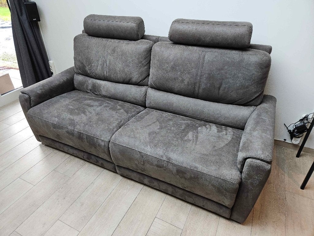 Tweezit Cinema Zetel Microfiber Suede Antraciet, Ophalen, Hout, Gebruikt, Tweepersoons