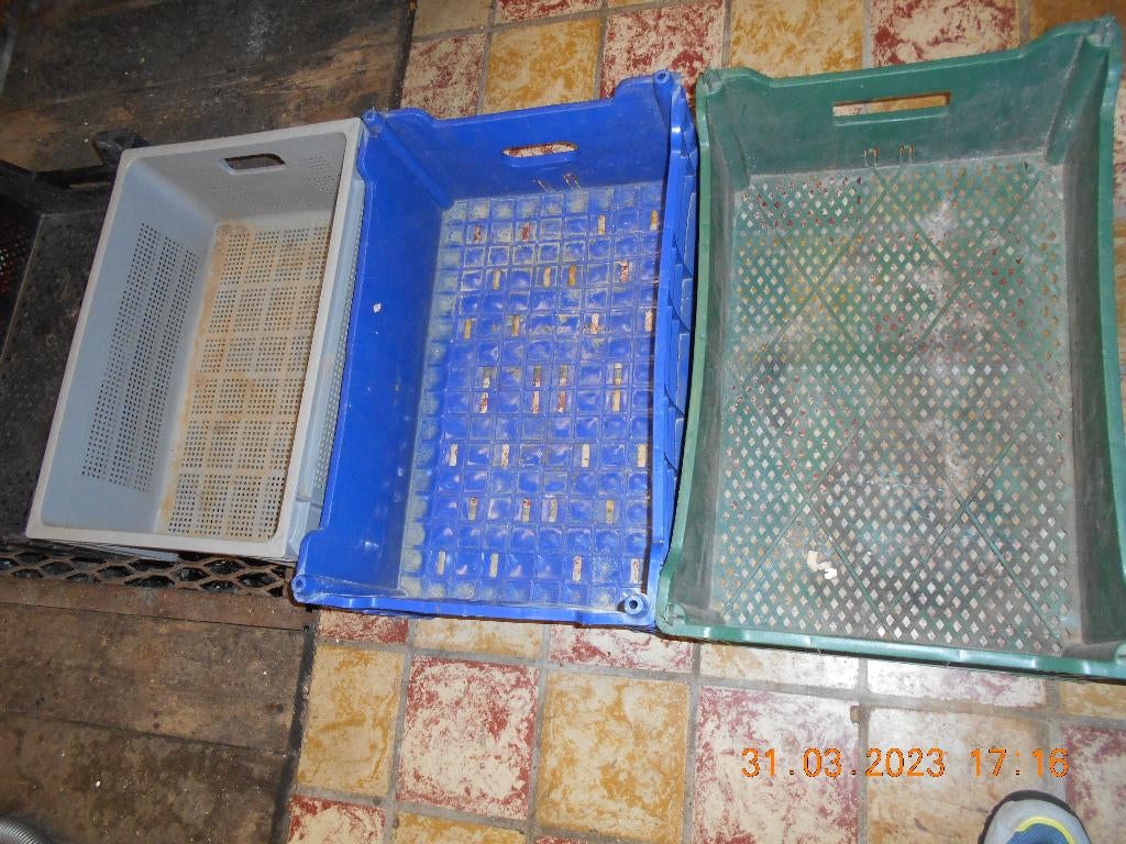 9 bacs en plastique, Moins de 35 cm, Enlèvement, Utilisé, 50 à 75 cm