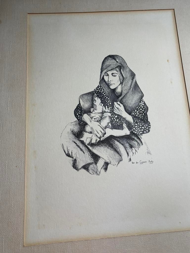 origineel handgetekend kunstwerk van Van der Guyssen Rudy., Antiek en Kunst, Ophalen, Ets, Gesigneerd