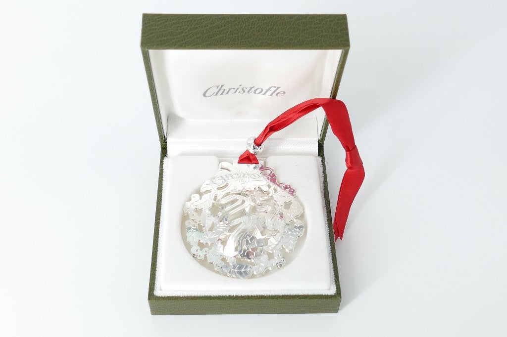 Christofle 1994 Boeket Kerst ornament - in bewaardoos, Antiek en Kunst, Ophalen of Verzenden, Zilver