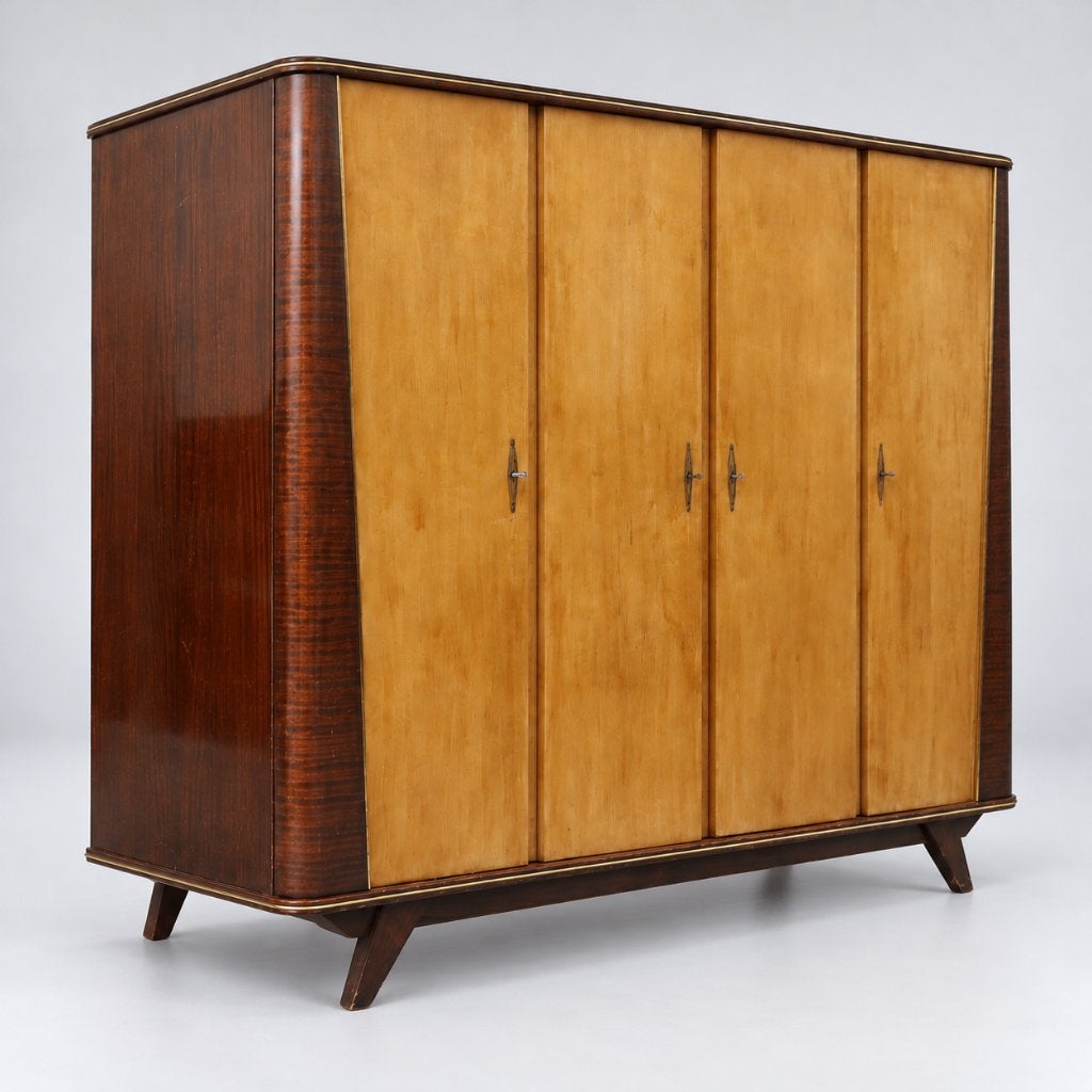 Vintage design kledingkast retro linnenkast jaren '60 mcm, Ophalen of Verzenden