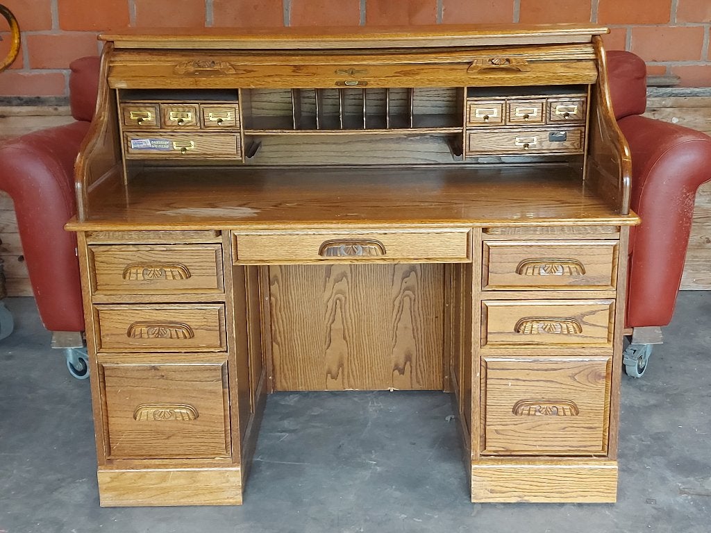 bureau / buro, Huis en Inrichting, Bureaus, Ophalen, Gebruikt, Hout, Bruin