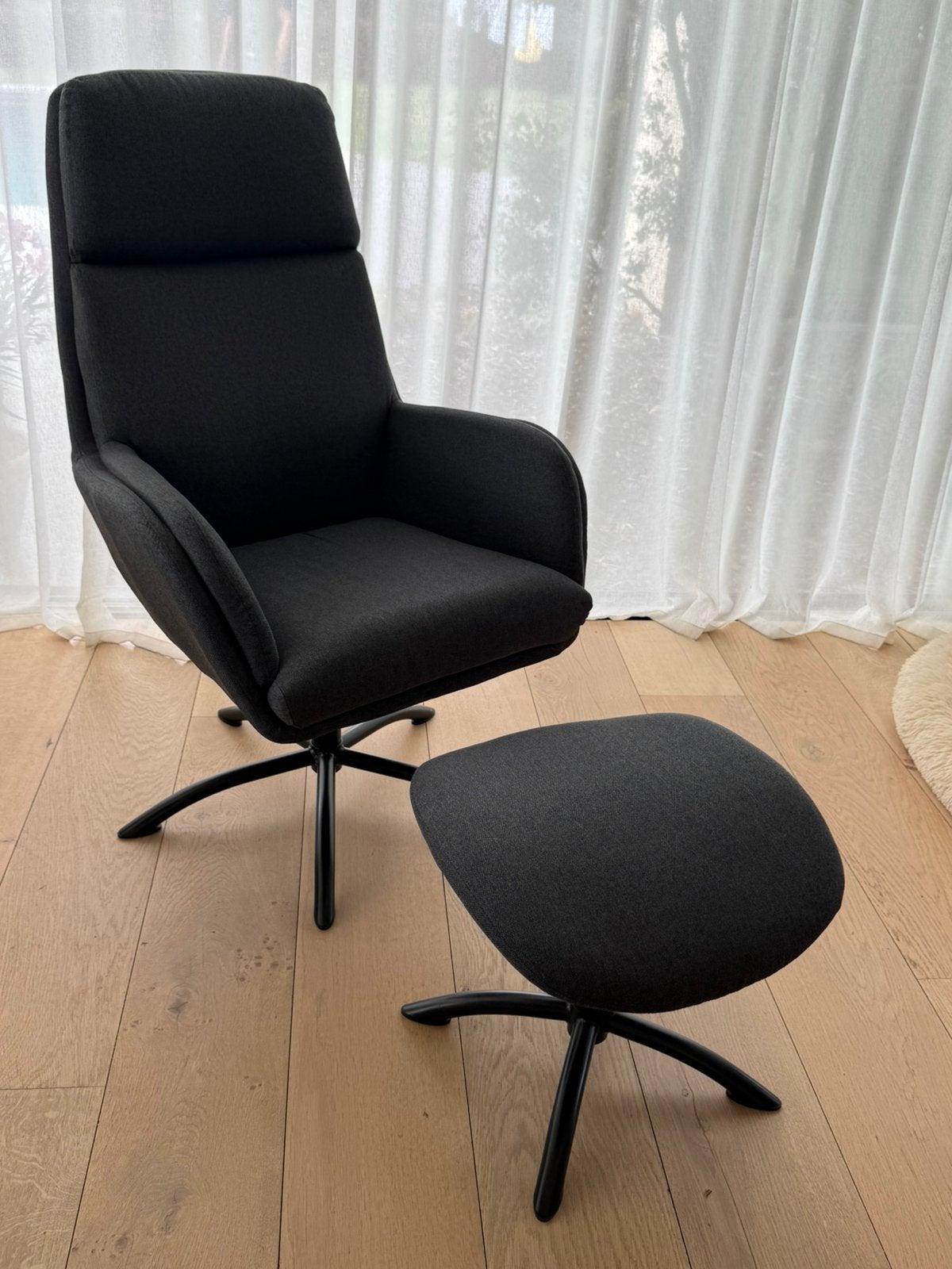 Fauteuil met voetbankje, Ophalen, Zo goed als nieuw, Stof