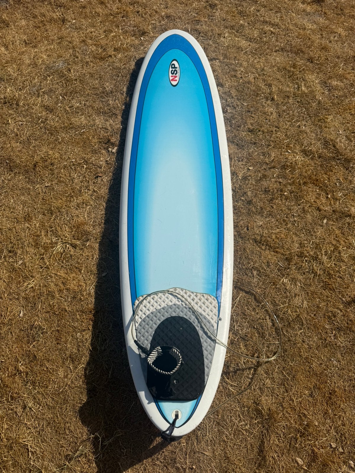 NSP 7'6" Funboard / Minimalibu surfplank + acces en boardbag, Ophalen, Gebruikt, Funboard