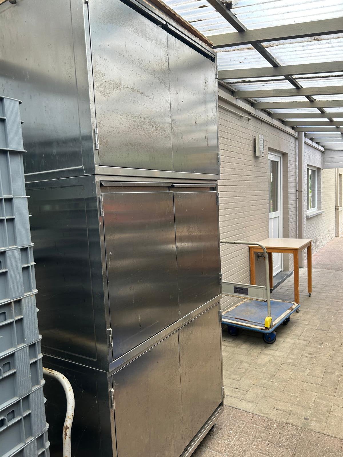 3x RVS / Inox Horeca Opslagkasten op wieltjes -, Ophalen