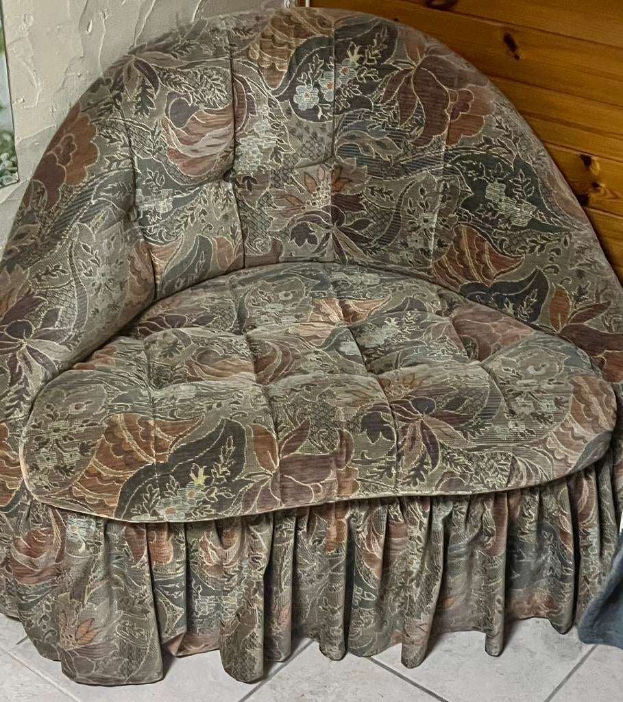 Zetel Beauvale Furnishings, vintage, op wieltjes, stof bekle, Antiek en Kunst, Ophalen