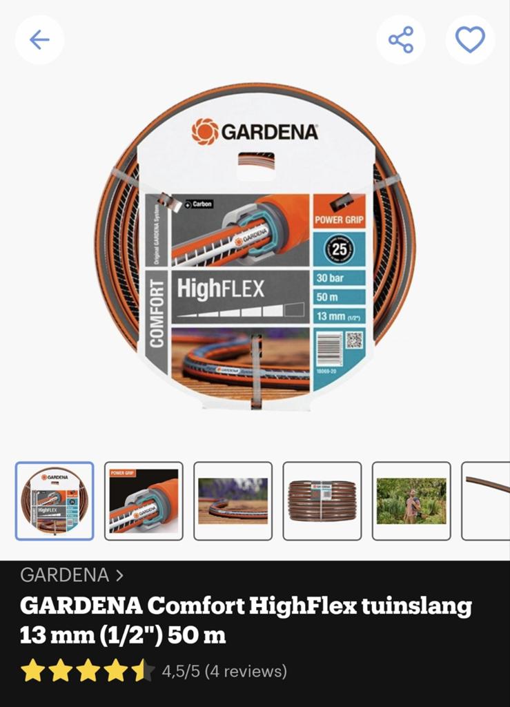Gardena comfort highflex tuinslang 50m lengte ,13mm diameter, Tuin en Terras, Ophalen, Tuinslang