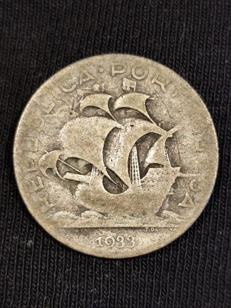 Munt 5 Escudos Portugal 1933 - Zilver - Caravelle, Zilver