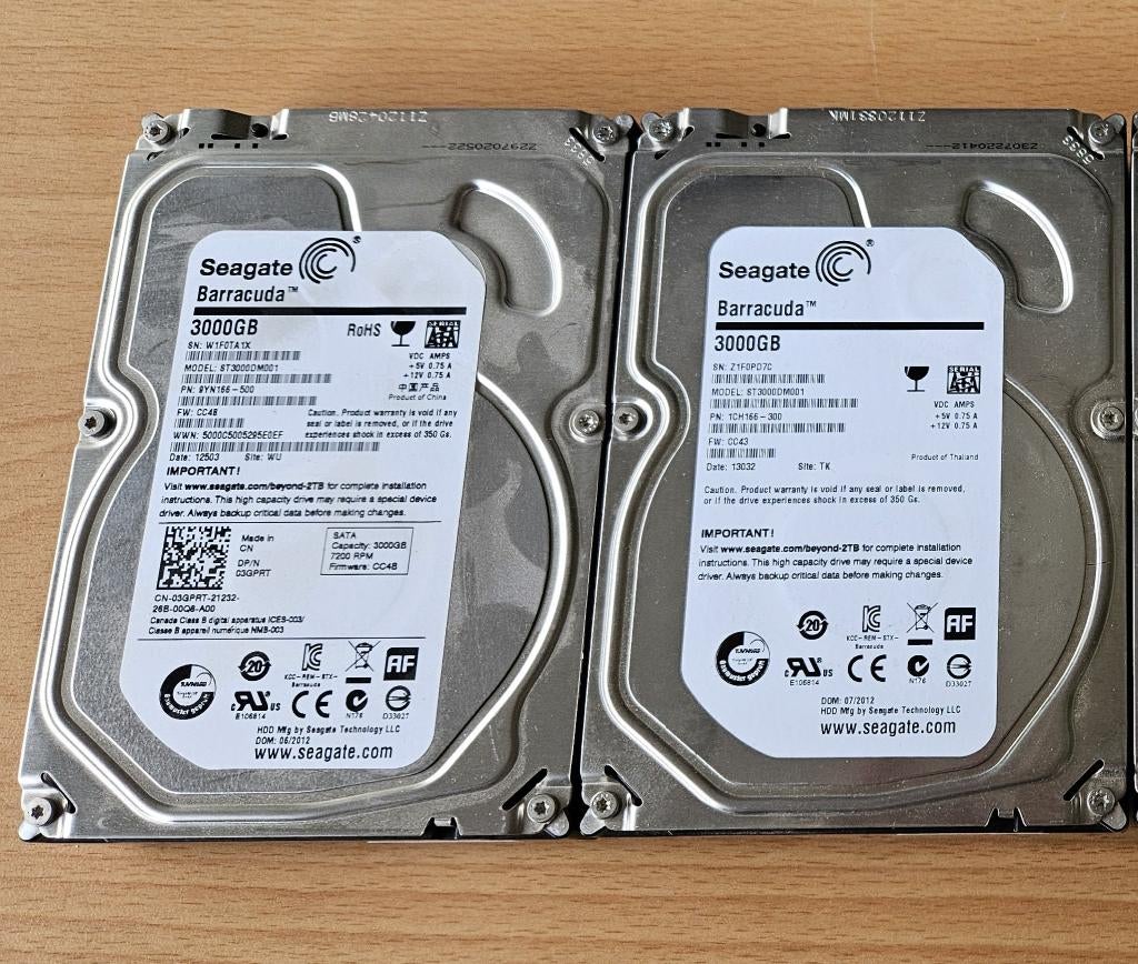 Seagate Barracuda SATA 3TB ST3000DM001 (2 stuks), Enlèvement ou Envoi, Interne, Utilisé, Seagate