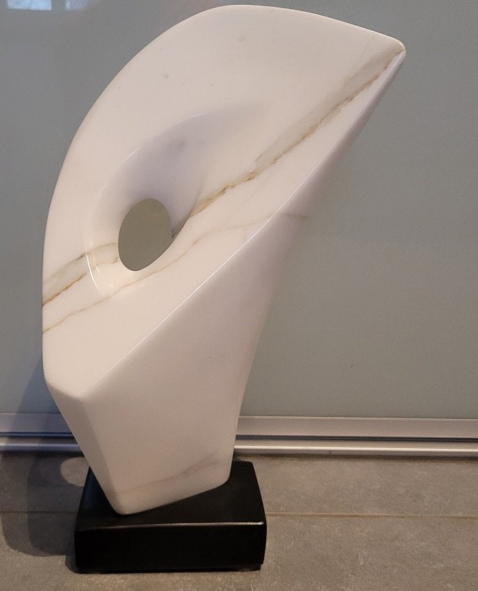François AGATE, lyrische abstractie in Carrara-marmer, Ophalen, 20 - 50 cm, Beeld, Abstract