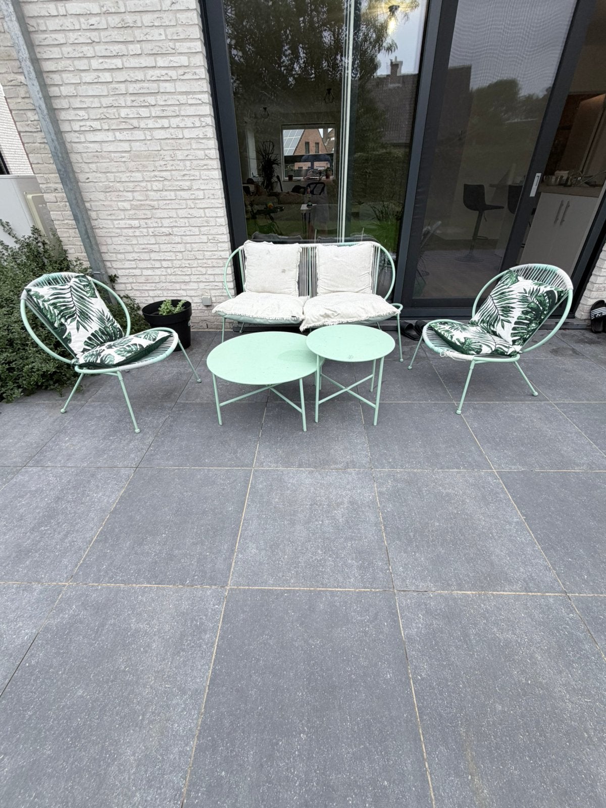 Complete tuinset – 2 stoelen, 2-zitsbank & 2 tafeltjes, Enlèvement, Comme neuf, Salons de jardin