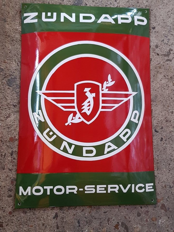 Zundapp motor service emaillen reclame bord en veel andere, Ophalen of Verzenden, Zo goed als nieuw, Reclamebord