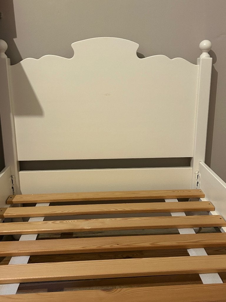 houten eenpersoonsbed, Huis en Inrichting, Slaapkamer | Bedden, Ophalen, Gebruikt, 90 cm, Eenpersoons